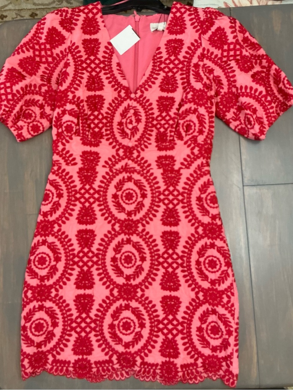 Adelyn Rae -Pink and Red Floral Sheath Dress size Medium